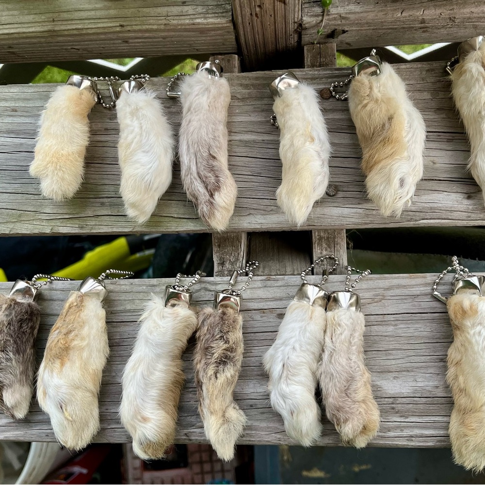 Lucky 13 rabbits feet key chains
